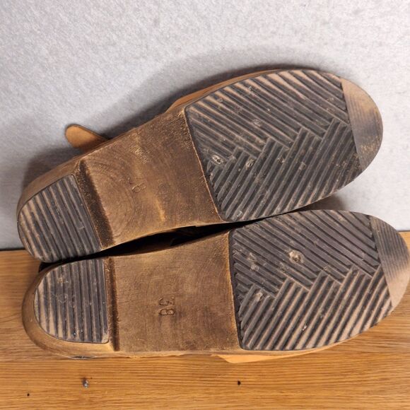 Lotta from Stockholm Women’s 38 Brown Leather Swedish Clogs Ankle Strap Buckle - Picture 6 of 14